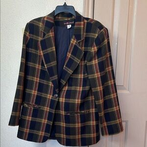 Sag Harbor Plaid Blazer in Navy and Gold